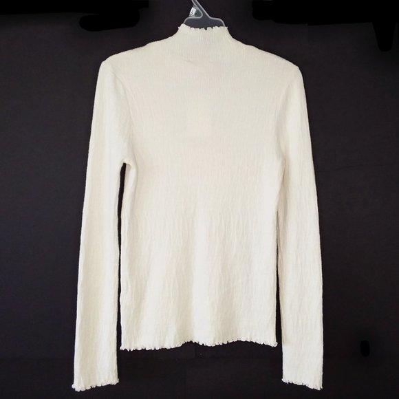 Mystree Mock Neck Pullover Ivory Sweater Fitted Textured - Picture 4 of 9